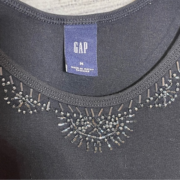 Gap Black Beaded Scoopneck Tank Top Sz M - Picture 3 of 6